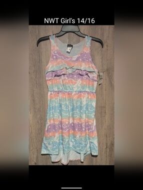 Velvet Pastel Striped Unicorn Tank Dress - Mint, Lavender, Peach, Sky Blue